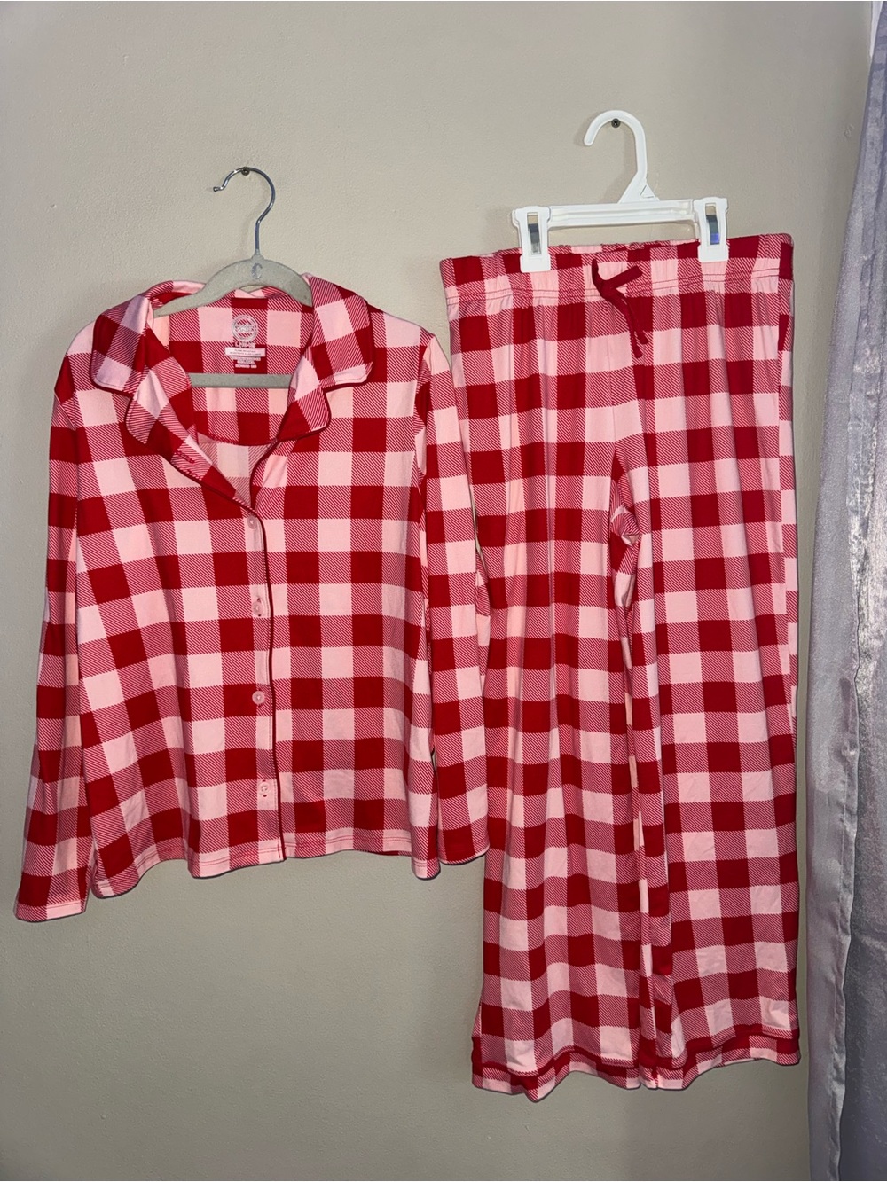 wonder nation Red and Pink Buffalo Plaid Pajama Set